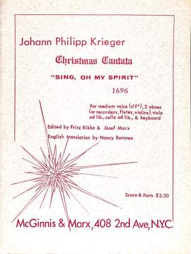 Krieger, J P: Sing oh my spirit - Christmas Cantata