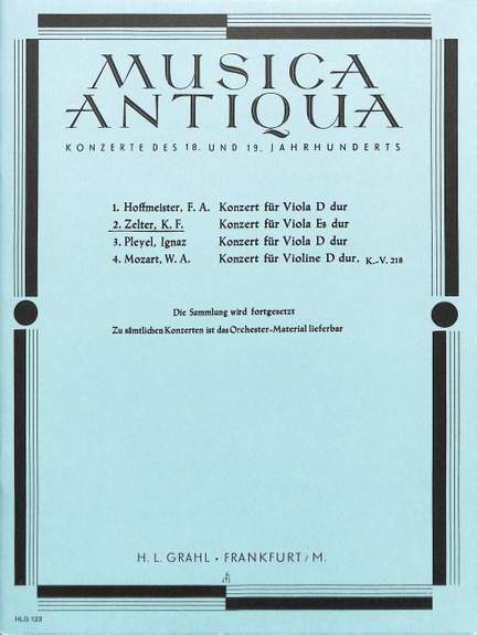 Zelter, C F: Concerto for Viola E flat major