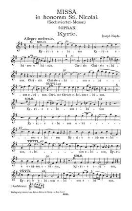 Haydn, J: Missa in honorem St Nicolai G-Dur Hob 22/6 (Nicolaimesse)