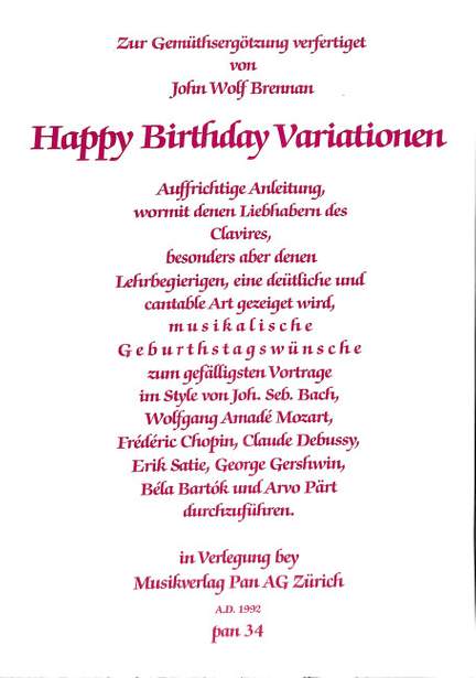 Happy Birthday Variationen