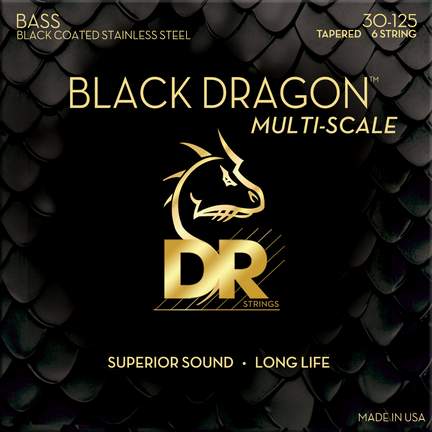 DR Strings Black Dragon Coated Stainless Steel Bass Medium Multi Scale - 6 String
