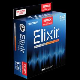 Elixir Electric Guitar Strings Nanoweb 9-42 Three Pack