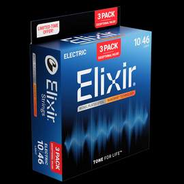 Elixir Electric Guitar Strings Nanoweb 10-46 Three Pack