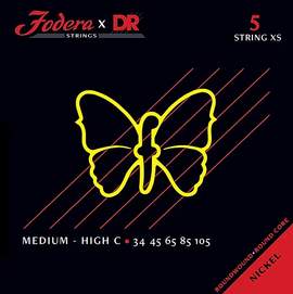 Fodera x DR Strings Bass Nickel Medium Short Scale - High C - 5 string 