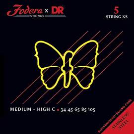 Fodera x DR Strings Bass Stainless Steel Medium Short Scale - High C - 5 String