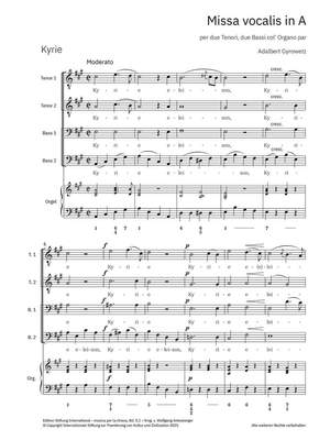 Gyrowetz, Adalbert: Missa vocalis in A für 2 Tenor-, 2 Bassstimmen und Orgel