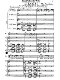 Petyrek, Felix: Dritte geistliche Musik: Litanei (for mixed choir, two trumpets, two harps, and percussion)