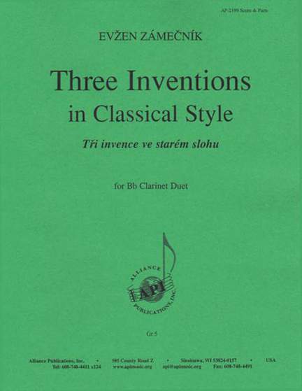 Three Inventions In Classical Style - 2 Bb Clnt