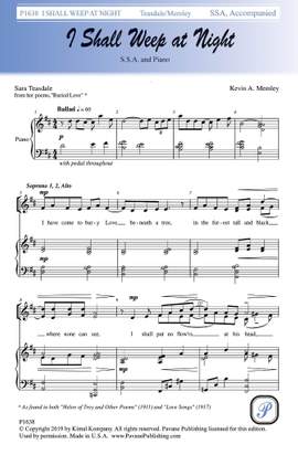Kevin Memley: I Shall Weep at Night