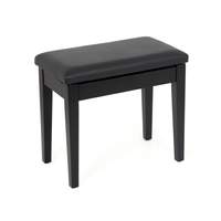 Musisca fixed height piano stool with storage - Black satin, black faux leather seat