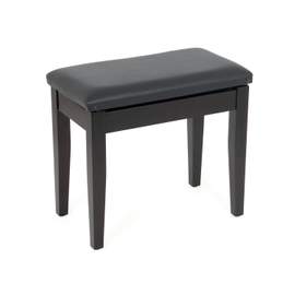 Musisca fixed height piano stool with storage - Rosewood satin, black faux leather seat