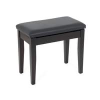 Musisca fixed height piano stool with storage - Rosewood satin, black faux leather seat