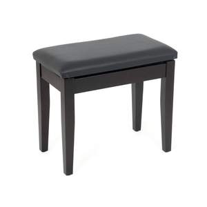 Musisca fixed height piano stool with storage - Rosewood satin, black faux leather seat