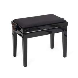 Musisca adjustable piano stool - Black gloss, black velvet seat