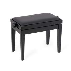 Musisca adjustable piano stool - Black satin, black faux leather seat