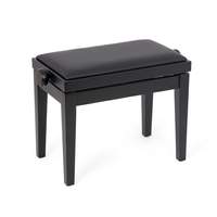 Musisca adjustable piano stool - Black satin, black faux leather seat
