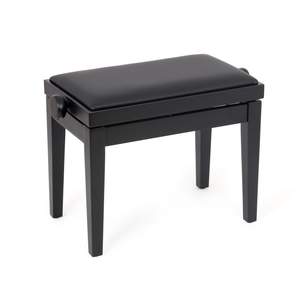 Musisca adjustable piano stool - Black satin, black faux leather seat