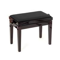 Musisca adjustable piano stool - Mahogany gloss, black velvet seat