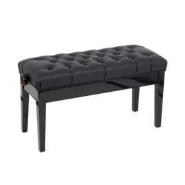 Musisca duet concert piano stool - Black gloss, black faux leather seat