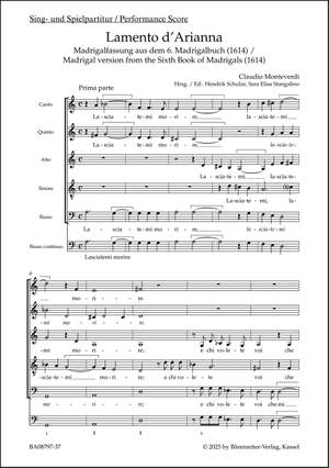 Monteverdi, Claudio: Lamento d'Arianna for 5 parts (SSATB) and basso continuo