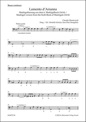 Monteverdi, Claudio: Lamento d'Arianna for 5 parts (SSATB) and basso continuo