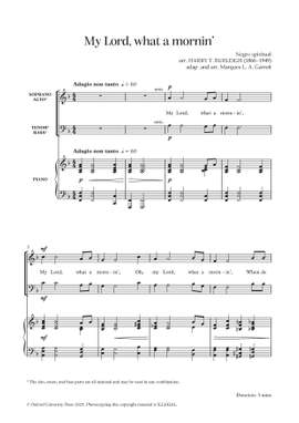 Burleigh, Harry T. and Garrett, Marques L. A.: My Lord, what a mornin'