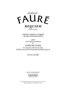Fauré, Gabriel/Rutter, John: Requiem (1893 version)