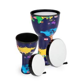Percussion Plus 8″, 10″ and 12″ nesting djembes set of 3 with dust covers - Without Slap graphics