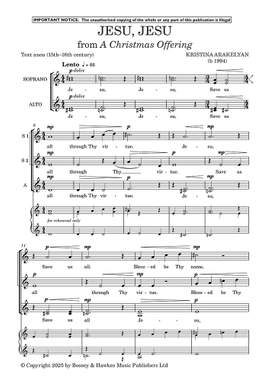 Arakelyan, Kristina: Jesu, Jesu (from A Christmas Offering) (SSAA)