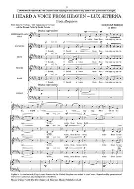 Briggs, Kerensa: I heard a voice from heaven – Lux æterna (from Requiem)