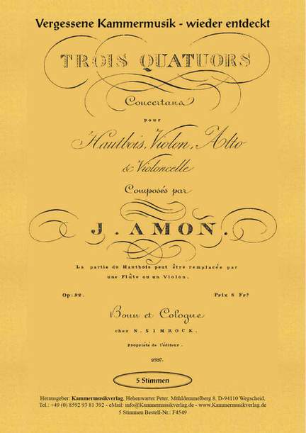 Amon, J A: 3 Quartette op.92