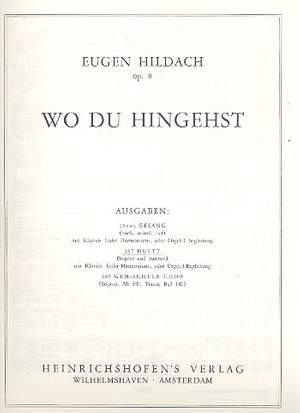 Hildach, E: Wo du hingehst op.8 Duett Sopran und