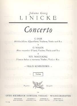 Linicke, J G: Concerto G-Dur für Altflöte,
