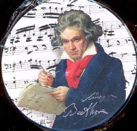Untersetzer aus Metall/Kork 9 x 2 cm Beethoven
