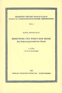 Meyer-Baer, K: Bedeutung und Wesen der Musik
