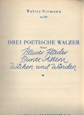 Niemann, W: Drei poetische Walzer op.182