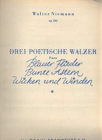 Niemann, W: Drei poetische Walzer op.182