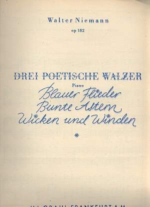 Niemann, W: Drei poetische Walzer op.182