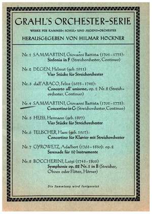 Sammartini, G B: Concertino G-Dur