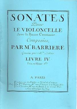 Barrière, J: Sonates pour le violoncelle