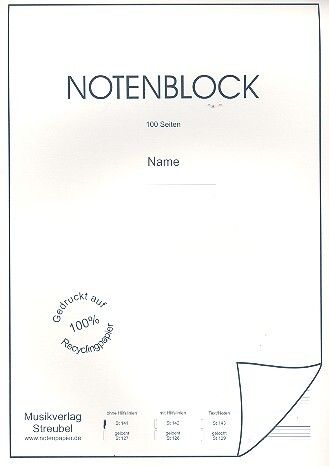 Notenblock 12 Systeme ohne Hilfslinien