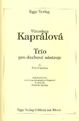 Kapralova, V: Trio für Trio d'anches