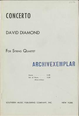 Diamond, D: Concerto for String Quartet
