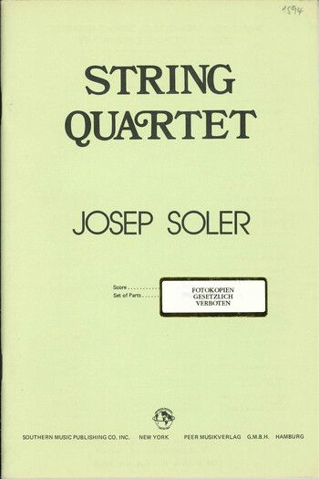 Soler, J: String quartet