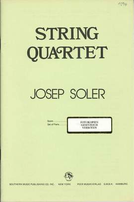 Soler, J: String quartet
