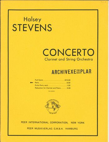 Stevens, H: Concerto for clarinet and string