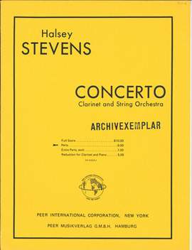 Stevens, H: Concerto for clarinet and string