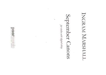 Marshall, I: September Canons