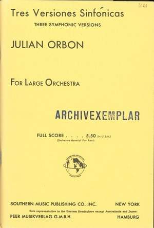 ORBON, J: 3 Versiones sinfonicas