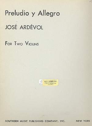 Ardevol, J: Preludio y allegro